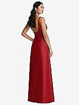 Rear View Thumbnail - Garnet Pleated Bodice Open-Back Maxi Dress with Pockets