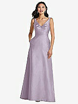 Front View Thumbnail - Lilac Haze Pleated Bodice Open-Back Maxi Dress with Pockets