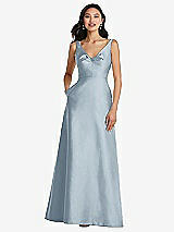Front View Thumbnail - Mist Pleated Bodice Open-Back Maxi Dress with Pockets