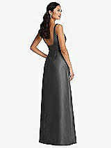 Rear View Thumbnail - Pewter Pleated Bodice Open-Back Maxi Dress with Pockets