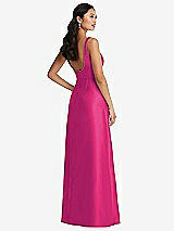 Rear View Thumbnail - Think Pink Pleated Bodice Open-Back Maxi Dress with Pockets