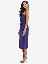 Side View Thumbnail - Grape Strapless Bow-Waist Pleated Satin Pencil Dress with Pockets