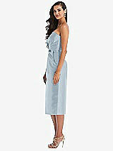 Side View Thumbnail - Mist Strapless Bow-Waist Pleated Satin Pencil Dress with Pockets