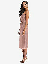 Side View Thumbnail - Neu Nude Strapless Bow-Waist Pleated Satin Pencil Dress with Pockets