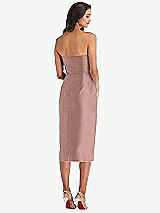 Rear View Thumbnail - Neu Nude Strapless Bow-Waist Pleated Satin Pencil Dress with Pockets
