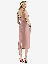 Rear View Thumbnail - Neu Nude Sleeveless Bow-Waist Pleated Satin Pencil Dress with Pockets