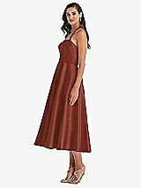 Side View Thumbnail - Auburn Moon Tie-Neck Halter Full Skirt Satin Midi Dress