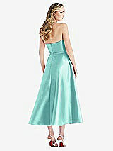 Rear View Thumbnail - Coastal Strapless Bow-Waist Full Skirt Satin Midi Dress