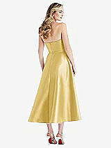Rear View Thumbnail - Maize Strapless Bow-Waist Full Skirt Satin Midi Dress