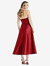 Rear View Thumbnail - Garnet Strapless Bow-Waist Full Skirt Satin Midi Dress