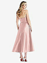Rear View Thumbnail - Rose - PANTONE Rose Quartz Strapless Bow-Waist Full Skirt Satin Midi Dress
