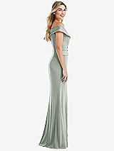 Side View Thumbnail - Willow Green Off-the-Shoulder Tuxedo Maxi Dress with Front Slit