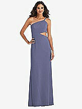 Front View Thumbnail - French Blue One-Shoulder Midriff Cutout Maxi Dress