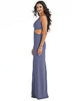 Side View Thumbnail - French Blue One-Shoulder Midriff Cutout Maxi Dress
