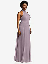 Side View Thumbnail - Lilac Dusk High Neck Halter Backless Maxi Dress