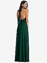 Alt View 4 Thumbnail - Hunter Green High Neck Halter Backless Maxi Dress