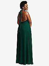 Rear View Thumbnail - Hunter Green High Neck Halter Backless Maxi Dress