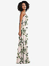 Side View Thumbnail - Palm Beach Print Tie-Back Cutout Maxi Dress with Front Slit