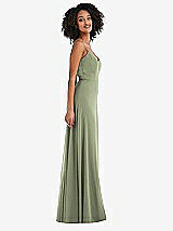Side View Thumbnail - Sage Tie-Back Cutout Maxi Dress with Front Slit