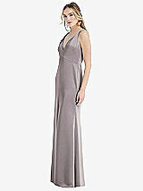 Side View Thumbnail - Cashmere Gray Twist Strap Maxi Slip Dress with Front Slit - Neve