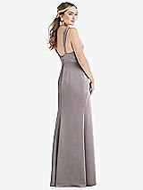 Rear View Thumbnail - Cashmere Gray Twist Strap Maxi Slip Dress with Front Slit - Neve