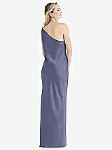 Rear View Thumbnail - French Blue One-Shoulder Asymmetrical Maxi Slip Dress