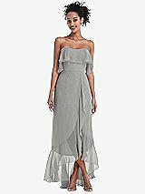 Alt View 1 Thumbnail - Chelsea Gray Off-the-Shoulder Ruffled High Low Maxi Dress