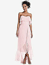 Alt View 1 Thumbnail - Ballet Pink Off-the-Shoulder Ruffled High Low Maxi Dress