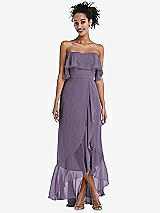 Alt View 1 Thumbnail - Lavender Off-the-Shoulder Ruffled High Low Maxi Dress