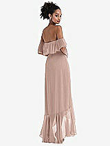 Rear View Thumbnail - Neu Nude Off-the-Shoulder Ruffled High Low Maxi Dress