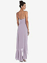 Rear View Thumbnail - Lilac Haze Ruffle-Trimmed V-Neck High Low Wrap Dress