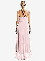 Rear View Thumbnail - Ballet Pink Scoop Neck Ruffle-Trimmed High Low Maxi Dress