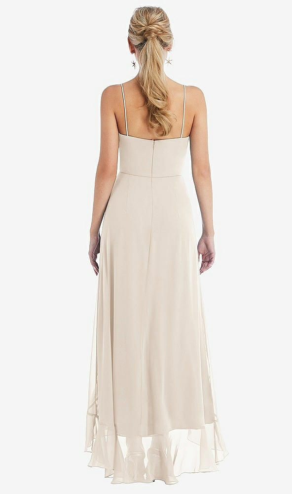 Back View - Oat Scoop Neck Ruffle-Trimmed High Low Maxi Dress