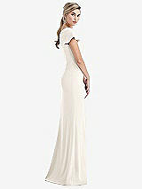 Side View Thumbnail - Ivory One-Shoulder Cap Sleeve Trumpet Gown with Front Slit