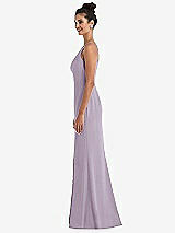 Side View Thumbnail - Lilac Haze Open-Back High-Neck Halter Trumpet Gown