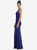 Side View Thumbnail - Cobalt Blue Criss-Cross Cutout Back Maxi Dress with Front Slit