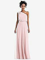 Front View Thumbnail - Ballet Pink One-Shoulder Bow Blouson Bodice Maxi Dress
