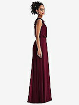 Side View Thumbnail - Cabernet One-Shoulder Bow Blouson Bodice Maxi Dress