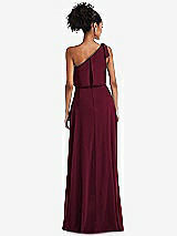 Rear View Thumbnail - Cabernet One-Shoulder Bow Blouson Bodice Maxi Dress