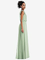 Side View Thumbnail - Celadon One-Shoulder Bow Blouson Bodice Maxi Dress