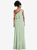 Rear View Thumbnail - Celadon One-Shoulder Bow Blouson Bodice Maxi Dress