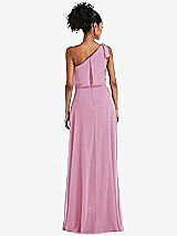 Rear View Thumbnail - Powder Pink One-Shoulder Bow Blouson Bodice Maxi Dress