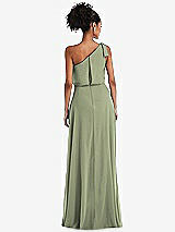 Rear View Thumbnail - Sage One-Shoulder Bow Blouson Bodice Maxi Dress