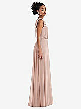 Side View Thumbnail - Toasted Sugar One-Shoulder Bow Blouson Bodice Maxi Dress