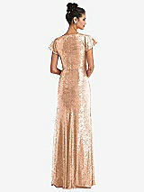 Rear View Thumbnail - Copper Rose Cap Sleeve Wrap Bodice Sequin Maxi Dress