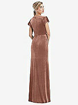 Rear View Thumbnail - Tawny Rose Flutter Sleeve Wrap Bodice Velvet Maxi Dress with Pockets