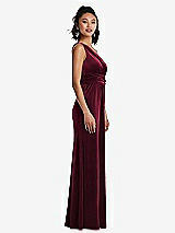 Side View Thumbnail - Cabernet One-Shoulder Draped Velvet Maxi Dress