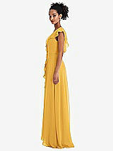 Side View Thumbnail - NYC Yellow Ruffle-Trimmed V-Back Chiffon Maxi Dress