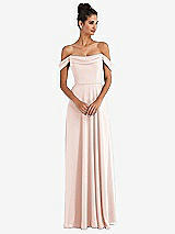 Front View Thumbnail - Blush Off-the-Shoulder Draped Neckline Maxi Dress