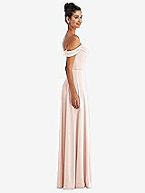 Side View Thumbnail - Blush Off-the-Shoulder Draped Neckline Maxi Dress